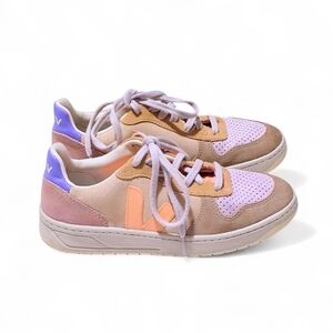 Veja Women’s V-10 Suede Sneakers in Peach, Lavender & Beige Size 7 EU 38